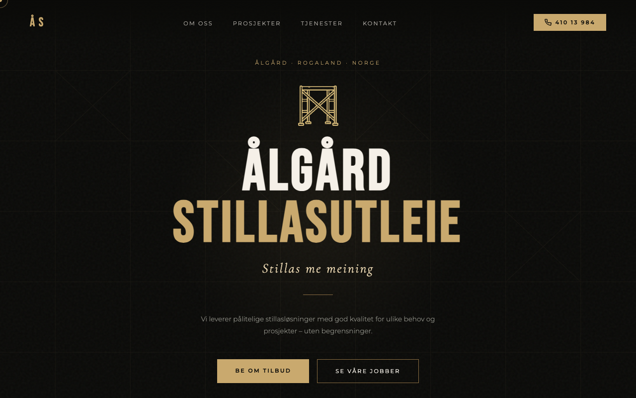 Ålgård Stillasutleie nettside